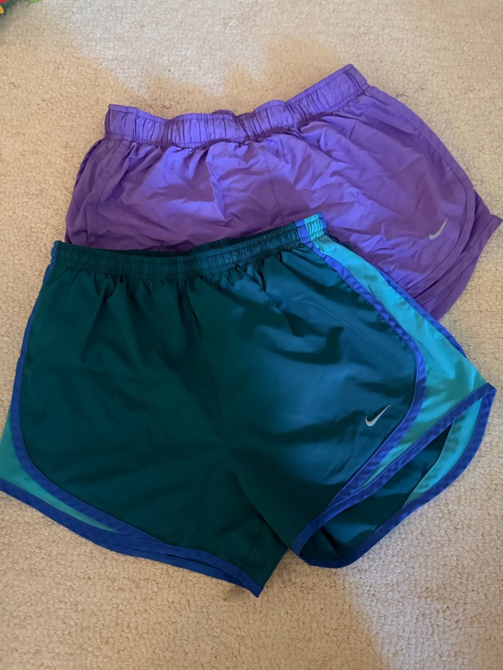 Nike Women's Purple and Teal Athletic Shorts - Twin Set